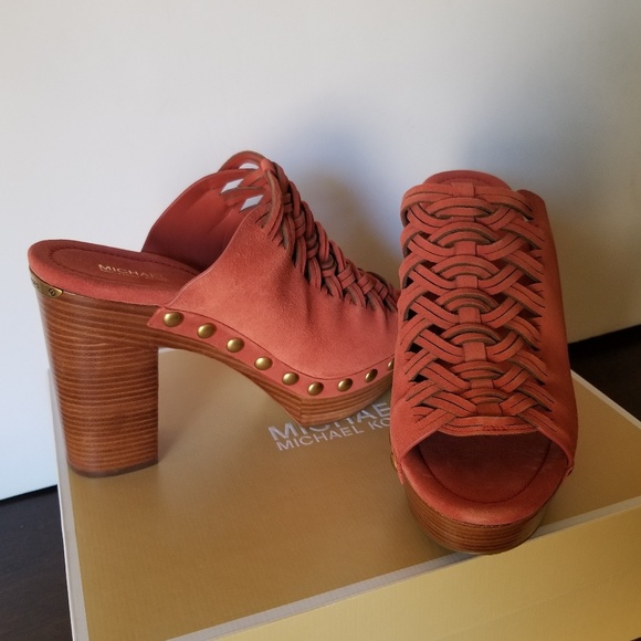 NEW Michael Kors Westley Suede Heels Mules 8 9 - Picture 1 of 5